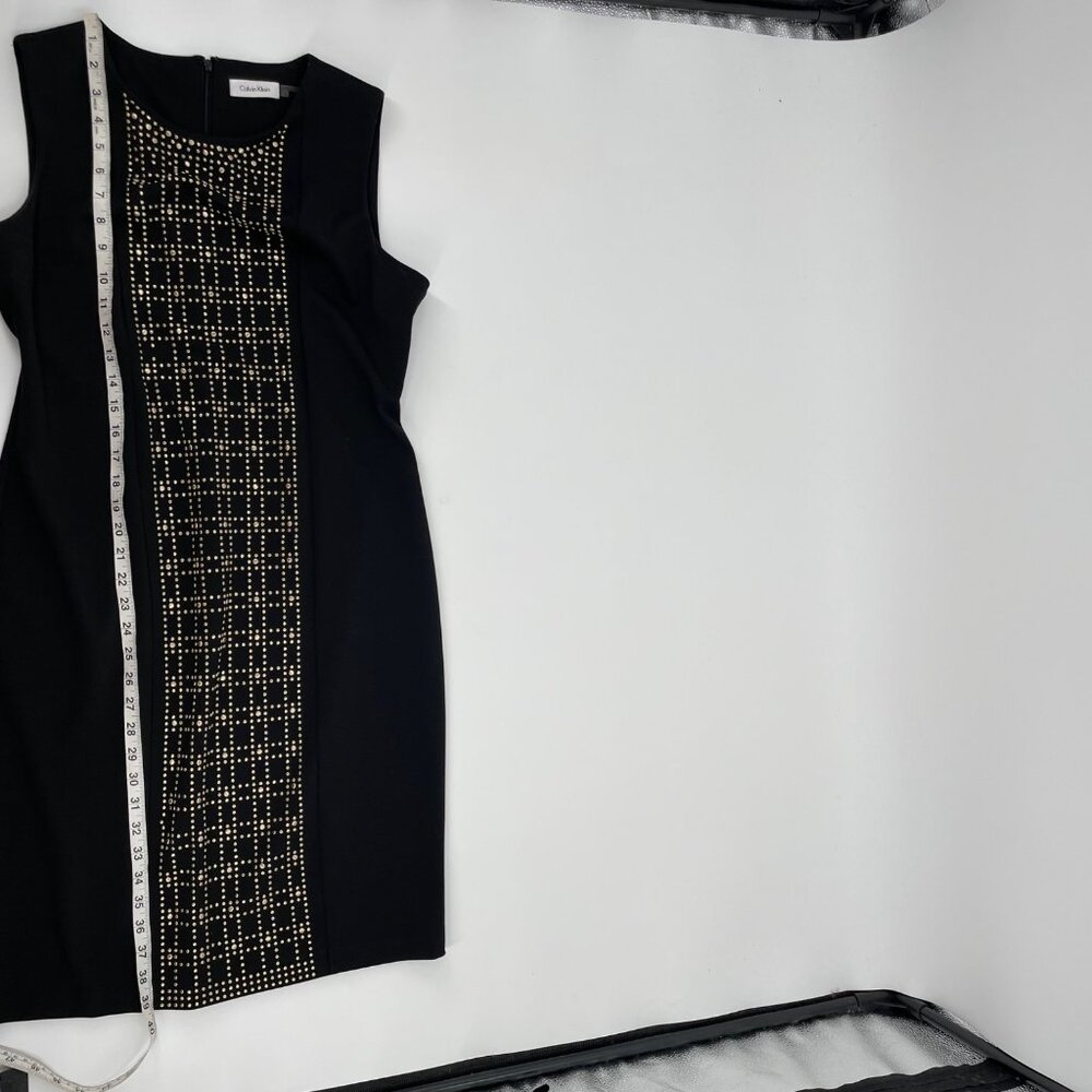 Calvin Klein Black Gold Studded Sleeveless Career Dress Womens Size 12 Modern - Picture 8 of 8